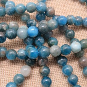 Perles Apatite 6mm ronde pierre de gemme – lot de 10