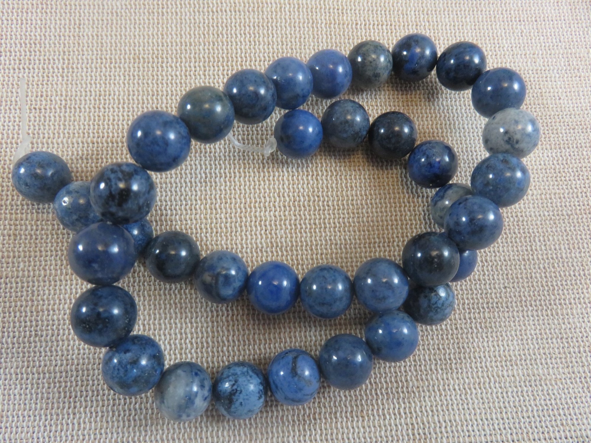 Perles Jaspe bleu 10mm ronde - lot de pierre de gemme