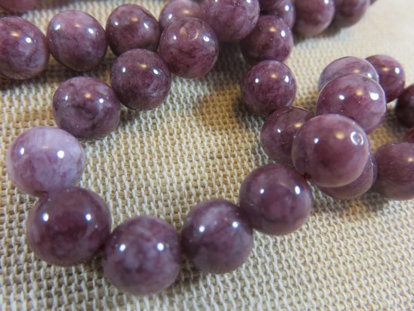 Perles Lépidolite 8mm ronde pierre de gemme - lot de 10