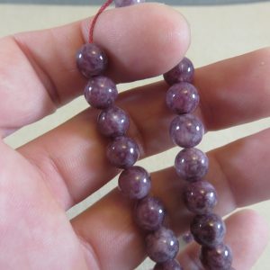 Perles Lépidolite 8mm ronde pierre de gemme – lot de 10