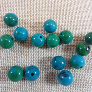 Perles Chrysocolle 8mm ronde bleu-vert – lot de 10