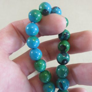 Perles Chrysocolle 10mm ronde bleu-vert – lot de 10