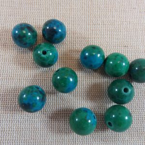 Perles Chrysocolle 12mm ronde bleu-vert – lot de 10
