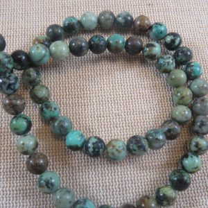 Perles Turquoise Africaine 6mm pierre de gemme – lot de 10