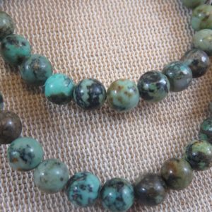 Perles Turquoise Africaine 6mm pierre de gemme – lot de 10