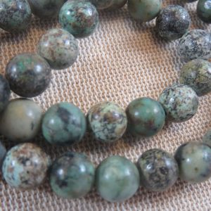 Perles Turquoise Africaine 8mm pierre de gemme – lot de 10