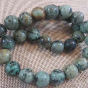 Perles Turquoise Africaine 10mm pierre de gemme – lot de 10