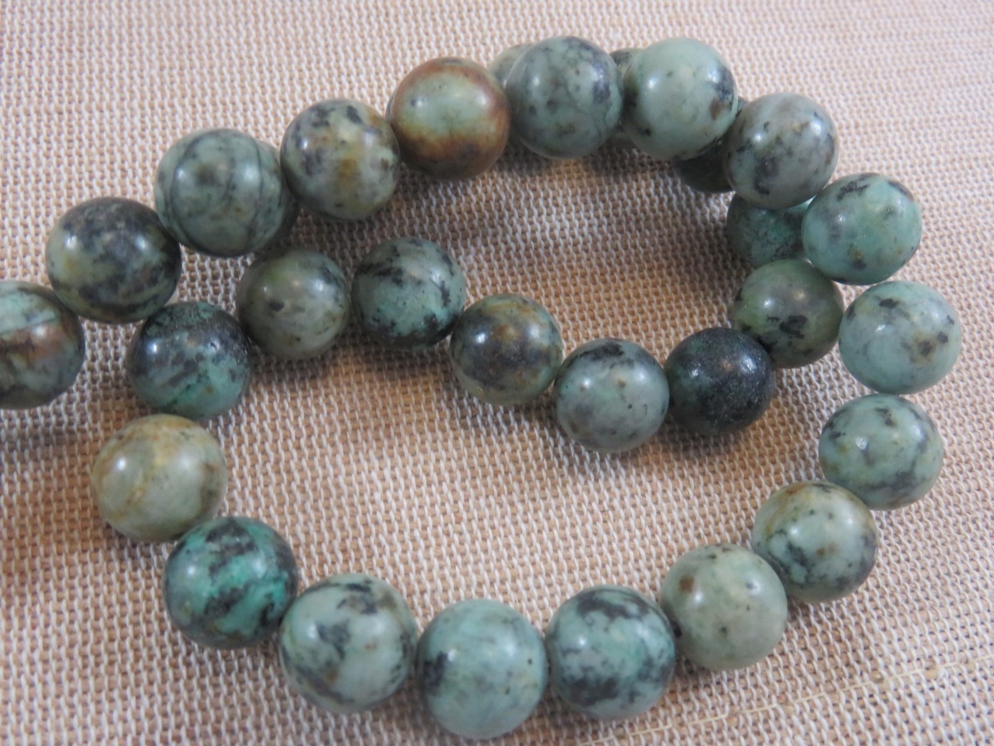Perles Turquoise Africaine 10mm pierre de gemme - lot de 10