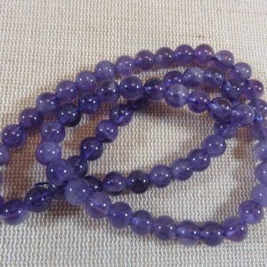 Perles Améthyste 6mm violette pierre de gemme – lot de 10
