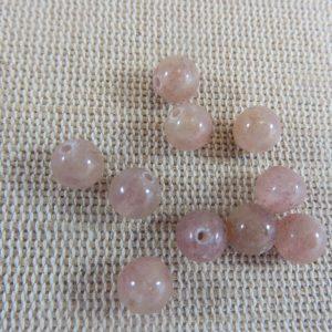 Perles Quartz rose 6mm pierre de gemme ronde – lot de 10