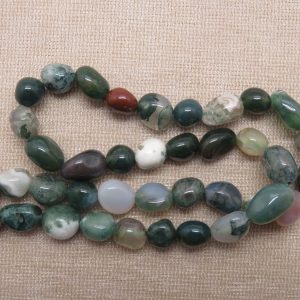 Perles Agate indienne galet 5mm à 10mm pierre de gemme – lot de 10