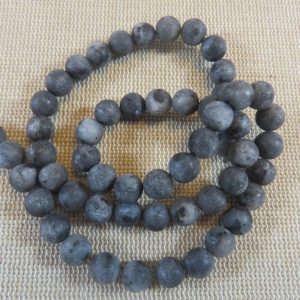 Perles Labradorite noir mat 6mm – lot de 10 pierre de gemme
