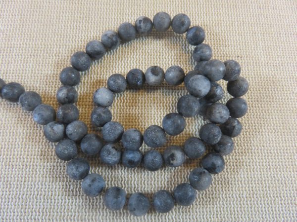 Perles Labradorite noir mat 6mm - lot de 10 pierre de gemme