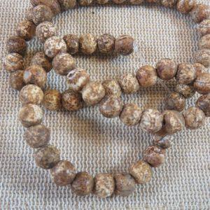 Perles Agate 6mm texture effet bois pétrifié ronde – lot de 10 Pierre de gemme