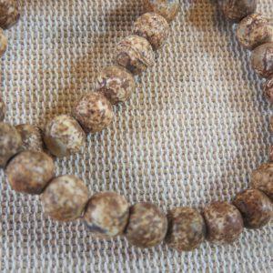 Perles Agate 6mm texture effet bois pétrifié ronde – lot de 10 Pierre de gemme