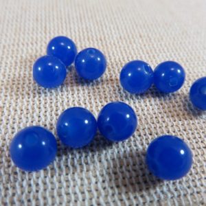 Perles Agate bleu 6mm pierre de gemme ronde – lot de 15