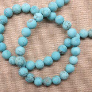 Perles Turquoise mat 8mm ronde – lot de 10 pierre de gemme