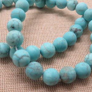Perles Turquoise mat 8mm ronde – lot de 10 pierre de gemme