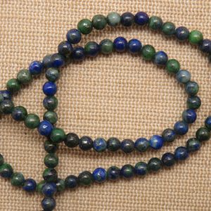 Perles Phoenix 4mm lapis lazuli malachite pierre de gemme – lot de 10