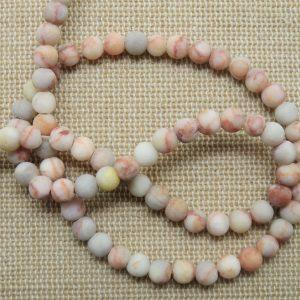 Perles Jaspe web 4mm rouge mat pierre de gemmes – lot de 10