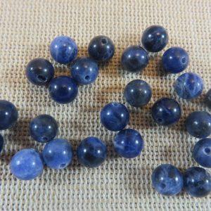 Perles Sodalite 6mm ronde bleu ancien – lot de 10 pierre de gemme