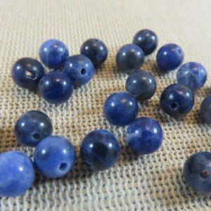 Perles Sodalite 6mm ronde bleu ancien – lot de 10 pierre de gemme