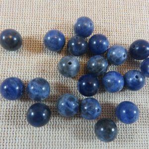 Perles Sodalite 8mm ronde bleu ancien – lot de 10 pierre de gemme
