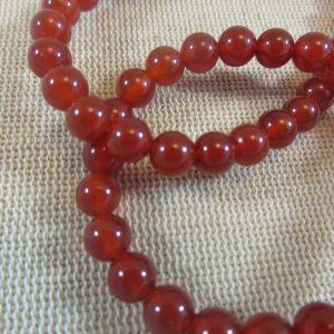 Perles Agate rouge 6mm ronde – lot de 15 Pierre de gemme