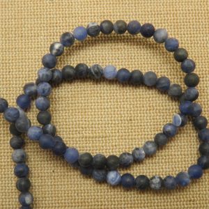 Perles Sodalite bleu mat 4mm ronde pierre de gemme – lot de 10