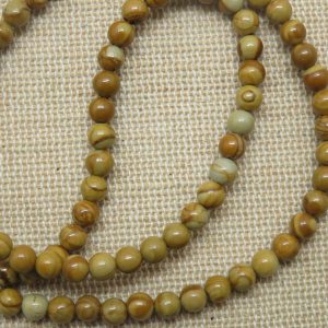 Perles effet bois 4mm pierre naturelle de gemme – lot de 10