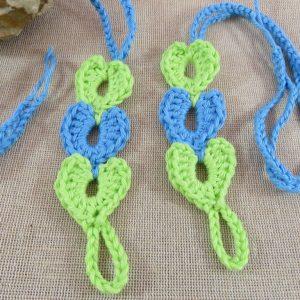 Bijoux de pied cœur bleu vert au crochet – bracelet cheville fille