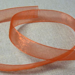 Ruban organza orange 15mm en polyamide – vendu par 5 mètres