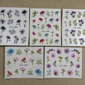 Nails-art fleur stickers d’ongle – Lot de 5 décalcomanie autocollant