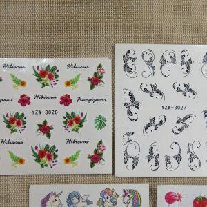 Stickers d’ongle licorne fleurs fruits – Nails-Art décalcomanie