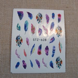 Stickers d’ongle plume fleurs licorne boho – Nails-Art décalcomanie autocollant