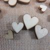 Cabochons cœur en bois découpe naturel brut - lot de 20 coeur 4 tailles