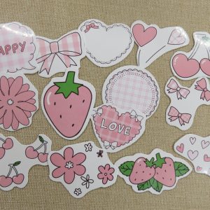 étiquettes autocollant fruit girly scrapbooking – stickers papier 14pcs
