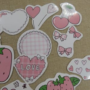 étiquettes autocollant fruit girly scrapbooking – stickers papier 14pcs