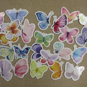 étiquettes autocollant papillon scrapbooking, stickers papier / 23pcs