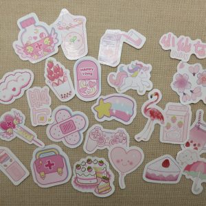 étiquettes girly rose autocollant scrapbooking stickers bullet journal / 23pcs