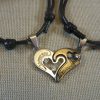 Bracelet de couple Cœur argenté et gunmétal - bijoux d'amitié Femme et Homme