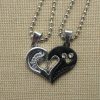 Collier de couple cœur yin yang argenté noir - cadeaux bijoux de couple