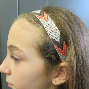 Bandeau cheveux femme tressé chevron gris rose – Headband Bohème