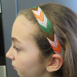 Bandeau cheveux femme tressé chevron vert marron – Headband Bohème