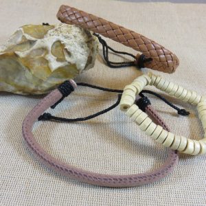 Bracelets bohème cordon cuir et perles – lot de 3 bijoux femme