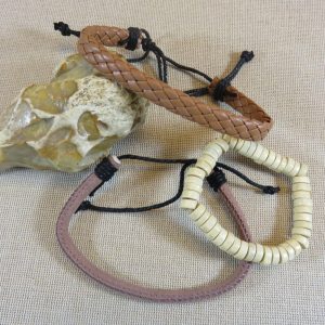 Bracelets bohème cordon cuir et perles – lot de 3 bijoux femme