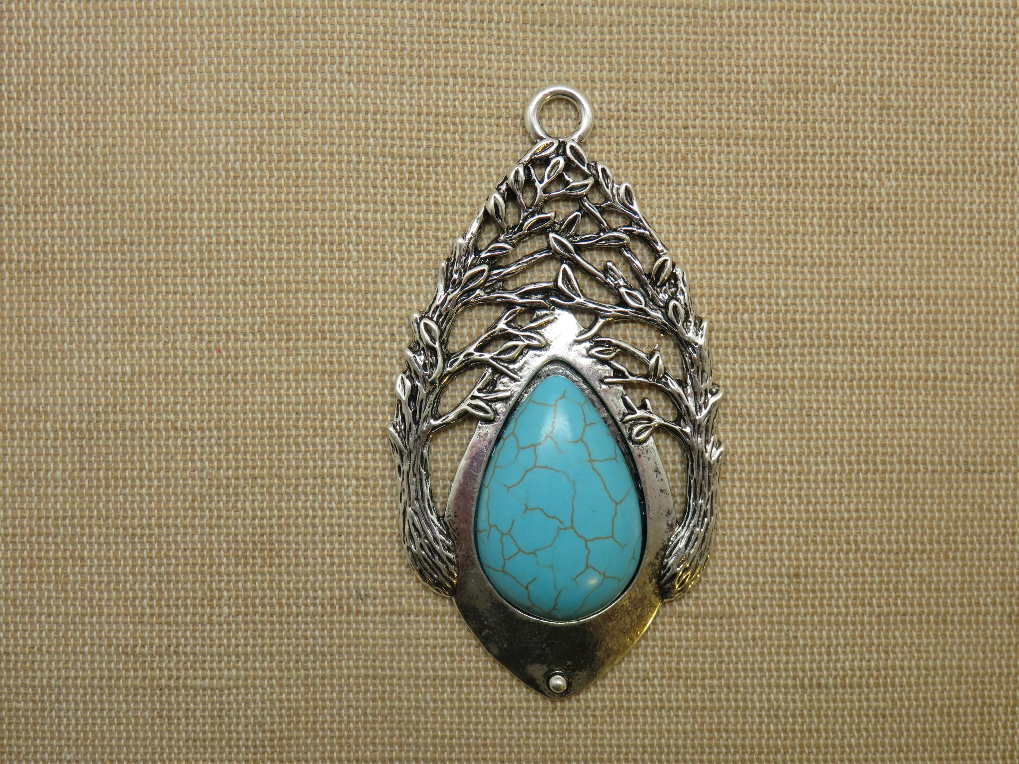 Grand Pendentif bohème, graine arbre branche, pendentif de 76mm, fournitures bijoux, pendentif métal couleur argenté