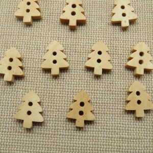 Boutons en bois Sapin de noël 15mm – lot de 10 bouton de couture