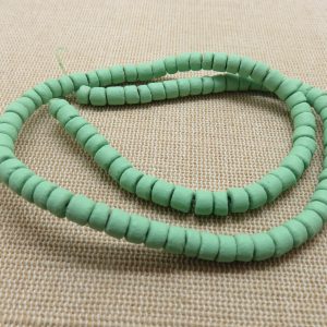 Perles rondelle vert heishi bois noix de coco 6mm – lot de 25