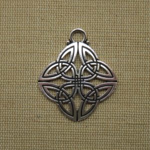 Pendentif losange nœud celtique viking argenté 40mm